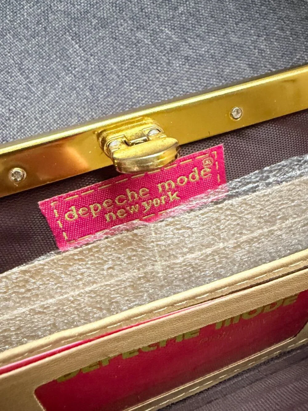 Faux Croc Print Kiss Lock Clutch